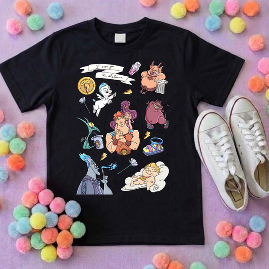 Hercules, Pegasus Full Art Inspired Printed Sand T-Shirt, Greek Gods, Muses, Hades Inspired Character T-Shirts - Adults & Kids Sizes - Cotton T-Shirt