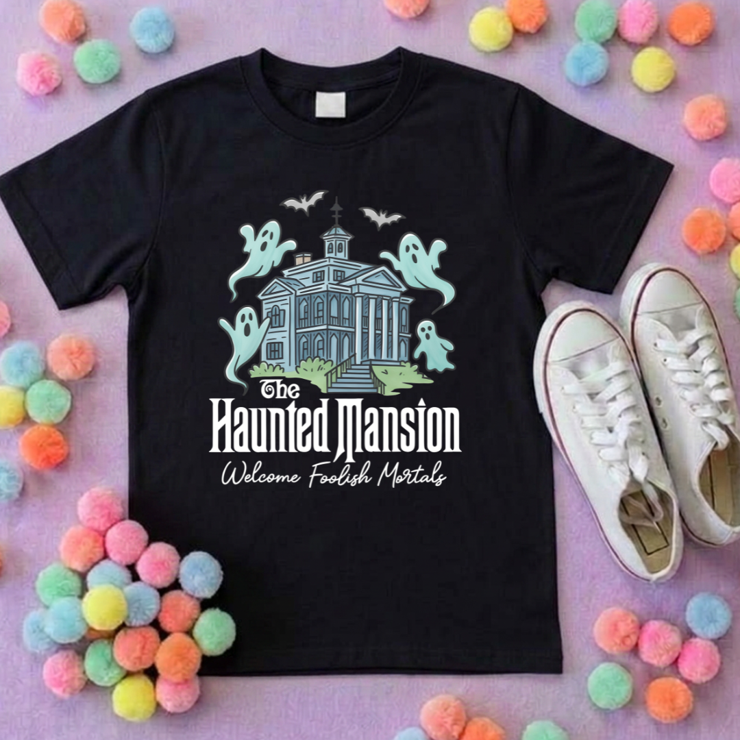 Mansion Haunted Inspired Printed T-Shirt, Florida, Orlando, Halloween T-Shirts, Halloween Outfits - Adults & Kids Sizes - Cotton T-Shirt
