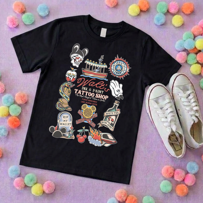 Walts Tattoo Park Life T-Shirt, Ears, Florida, Orlando, Cruise Holidays T-Shirts, Holiday Outfits - Adults & Kids Sizes - Cotton T-Shirt