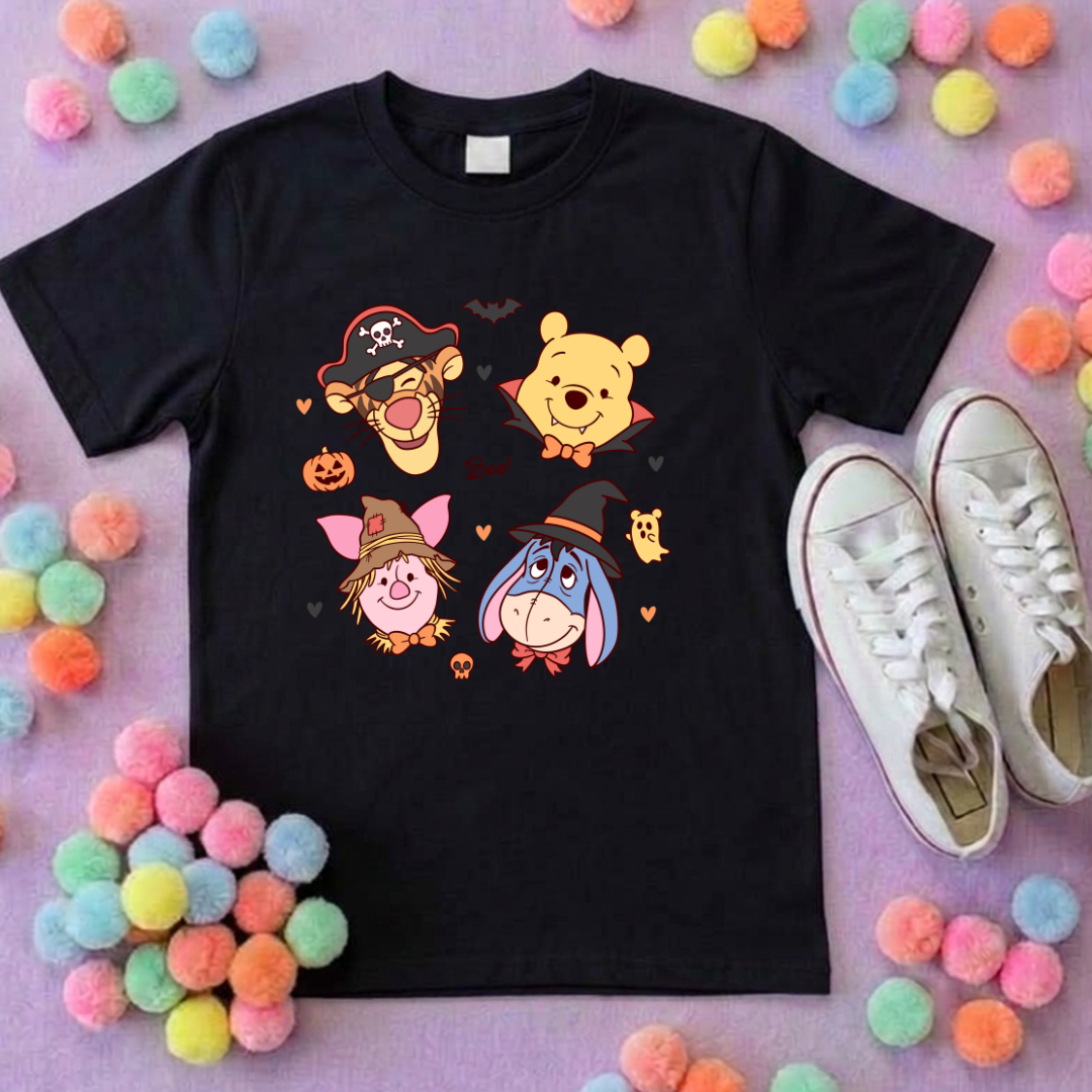 Pooh Halloween Besties Park Life T-Shirt, Ears, Florida, Orlando, Cruise Holidays T-Shirts, Holiday Outfits - Adults & Kids Sizes - Cotton T-Shirt
