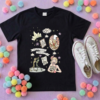 Bayou Frog Princess Full Art Inspired Printed T-Shirt, Princess Movie, Mouse Ears, Princess- Adults & Kids Sizes - Cotton T-Shirt