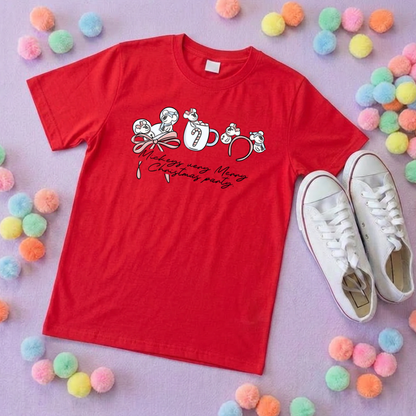 Christmas Mouse Snowman Ears T-Shirt, Ears, Florida, Orlando, Christmas T-Shirts, Christmas Outfits - Adults & Kids Sizes - Cotton T-Shirt