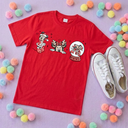 Christmas Mouse T-Shirt, Ears, Florida, Orlando, Christmas T-Shirts, Christmas Outfits - Adults & Kids Sizes - Cotton T-Shirt