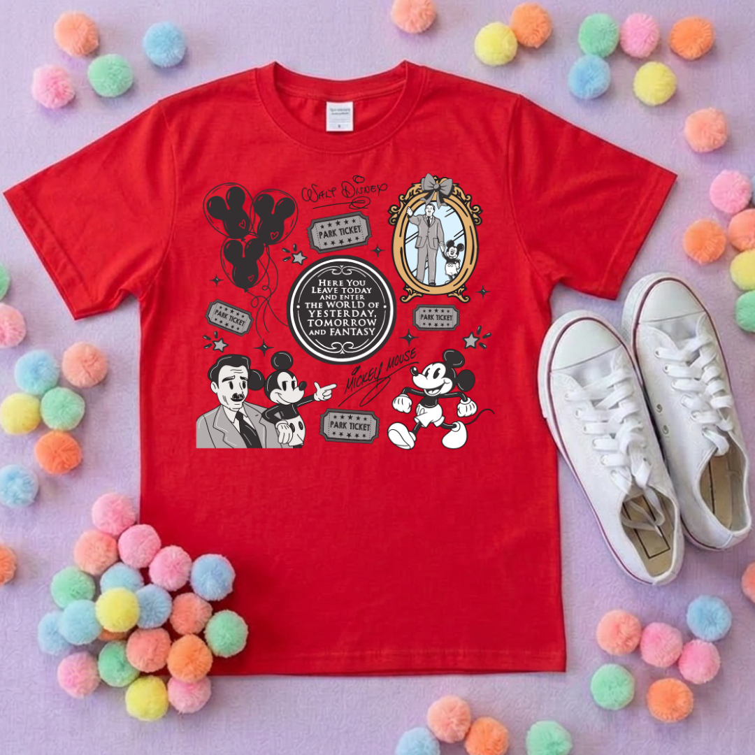 Magical Kingdom, Walt and mouse, Printed T-Shirt, Florida, Orlando, Magical World - Adults & Kids Sizes