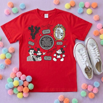 Magical Kingdom, Walt and mouse, Printed T-Shirt, Florida, Orlando, Magical World - Adults & Kids Sizes