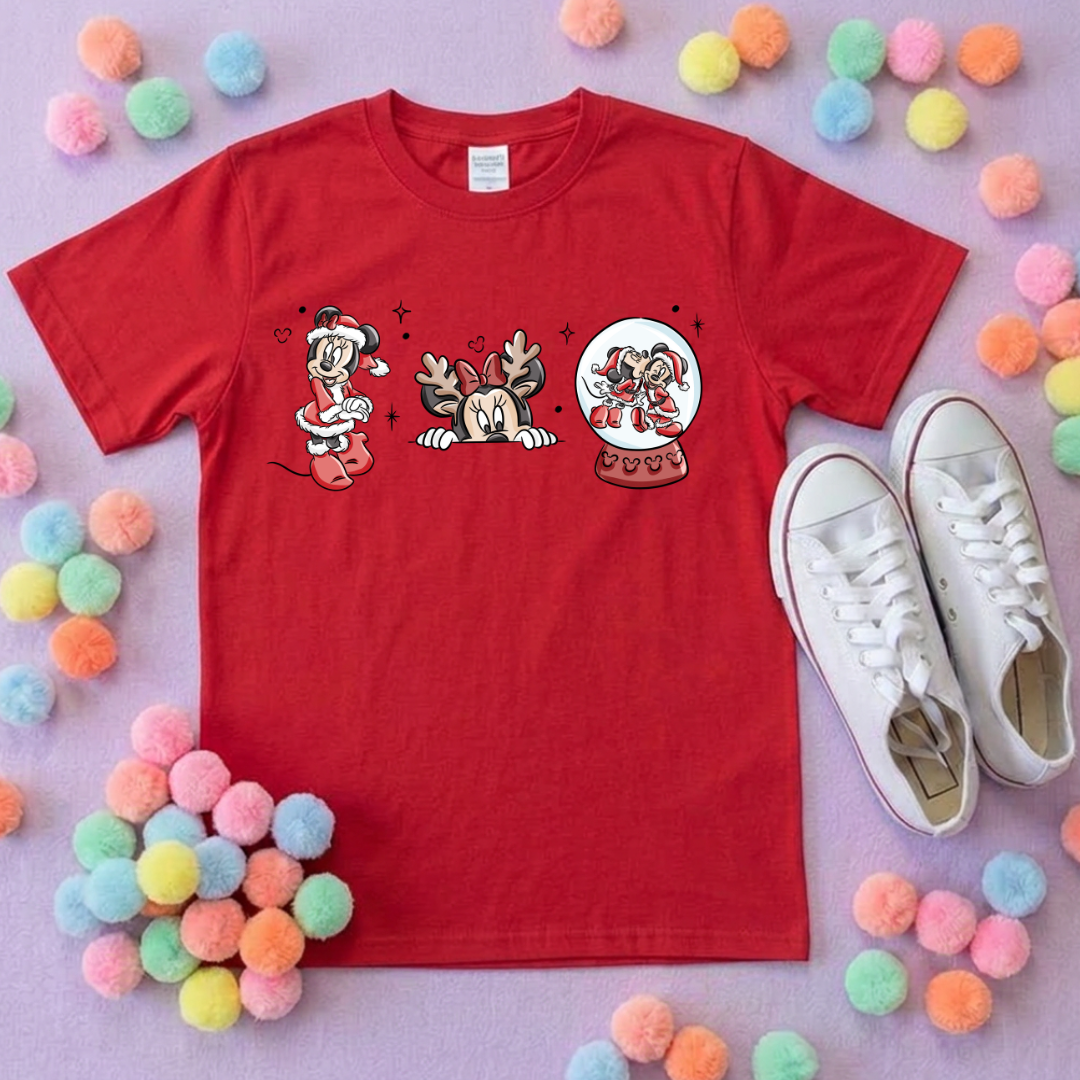 Christmas Mouse T-Shirt, Ears, Florida, Orlando, Christmas T-Shirts, Christmas Outfits - Adults & Kids Sizes - Cotton T-Shirt