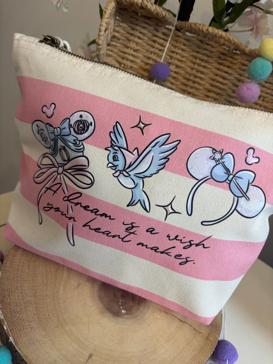 Princess Theme, Cinderella, Pumpkin Midnight Make Up Bags, Printed Inspired Make Up Bags, Ears Bags, Florida, Orlando, Paris, Nautical Theme Make Up Bag