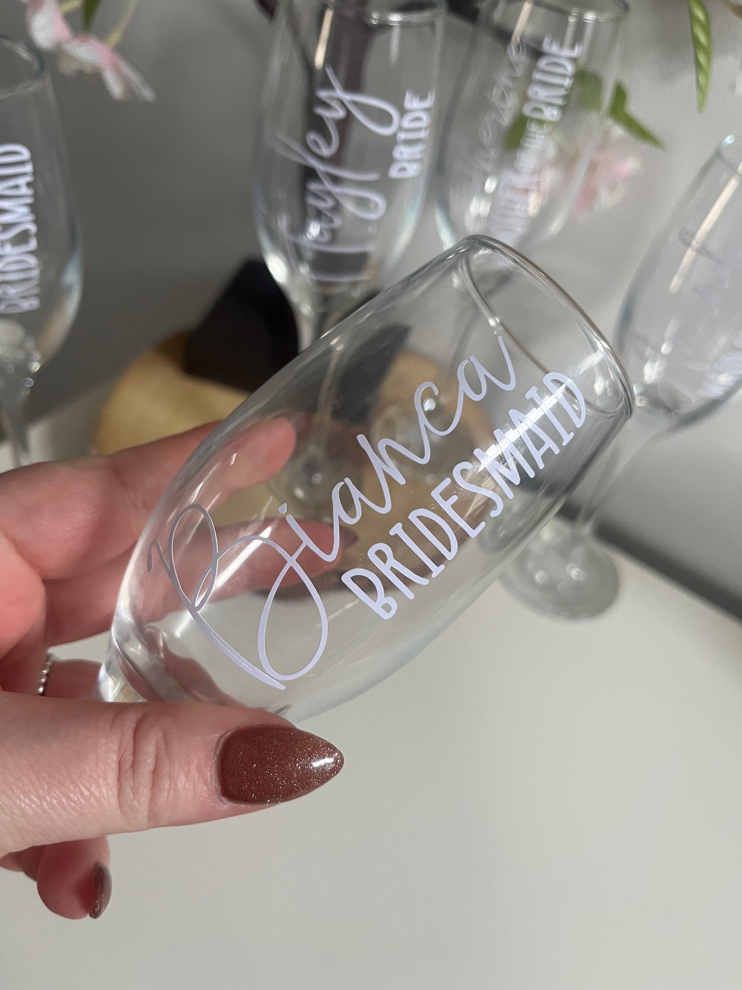 Bridesmaid Prosecco Flutes, Champagne Glasses, For Weddings, Bridesmaid Gifts, Personalised Wedding Favours