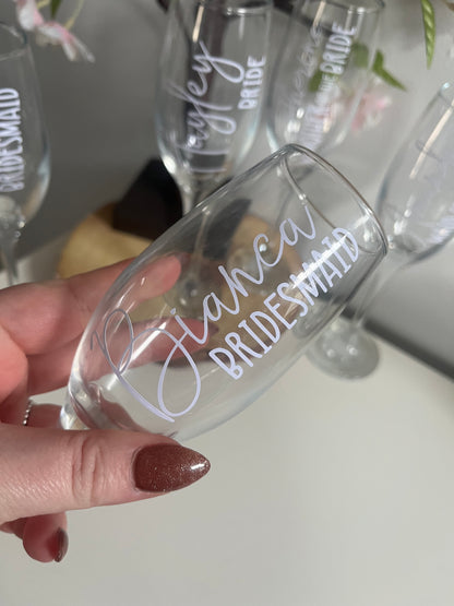 Bridesmaid Prosecco Flutes, Champagne Glasses, For Weddings, Bridesmaid Gifts, Personalised Wedding Favours