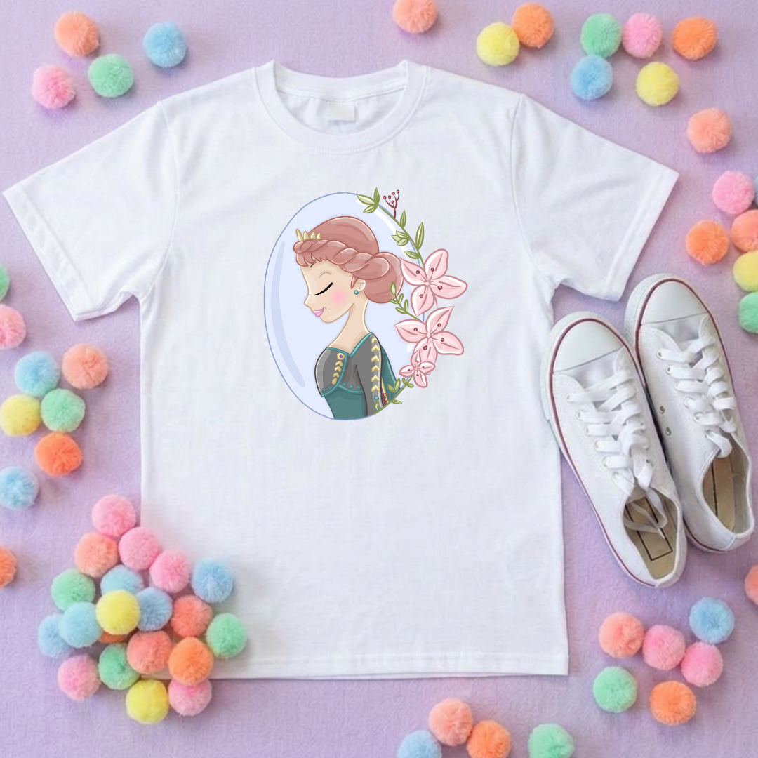 Anna & Flowers Inspired Printed T-Shirt, Princess, Magical Kingdom, Inspired Character T-Shirts - Adults & Kids Sizes - Cotton T-Shirt