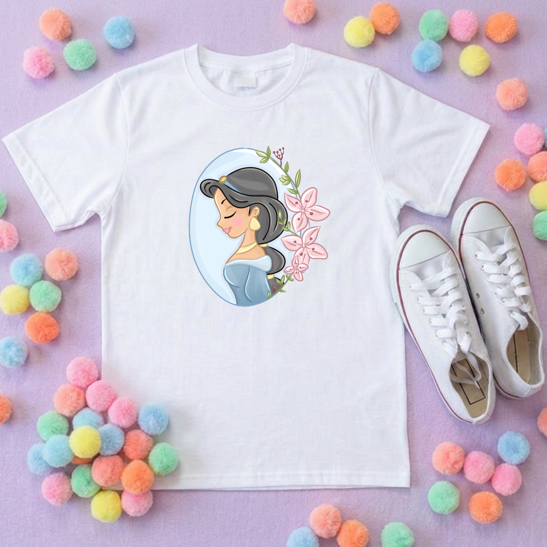 Jasmine & Flowers Inspired Printed T-Shirt, Princess, Magical Kingdom, Inspired Character T-Shirts - Adults & Kids Sizes - Cotton T-Shirt