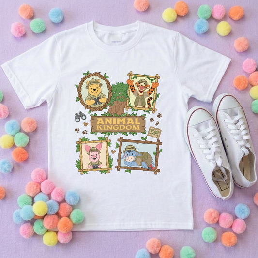 Pooh Animal Kingdom Full Art Park Life T-Shirt, Ears, Florida, Orlando, Cruise Holidays T-Shirts, Holiday Outfits - Adults & Kids Sizes - Cotton T-Shirt