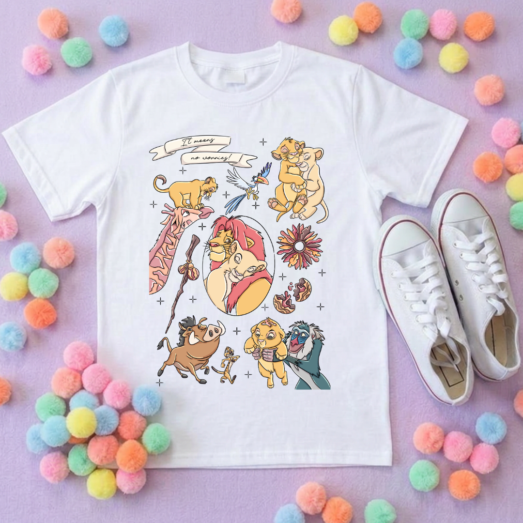 King Lion Full Art Inspired Printed Sand T-Shirt, Safari, Tree of Life, Inspired Character T-Shirts - Adults & Kids Sizes - Cotton T-Shirt