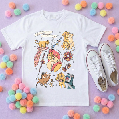 King Lion Full Art Inspired Printed Sand T-Shirt, Safari, Tree of Life, Inspired Character T-Shirts - Adults & Kids Sizes - Cotton T-Shirt