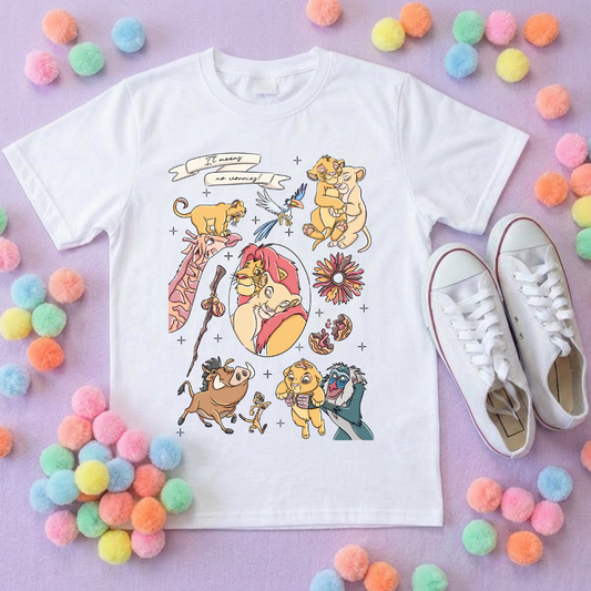 King Lion Full Art Inspired Printed Sand T-Shirt, Safari, Tree of Life, Inspired Character T-Shirts - Adults & Kids Sizes - Cotton T-Shirt