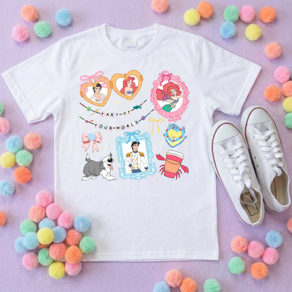 Mermaid Little Inspired Printed T-Shirt, Underwater, Little Mermaid, Ariel and Friends - Adults & Kids Sizes - Cotton T-Shirt