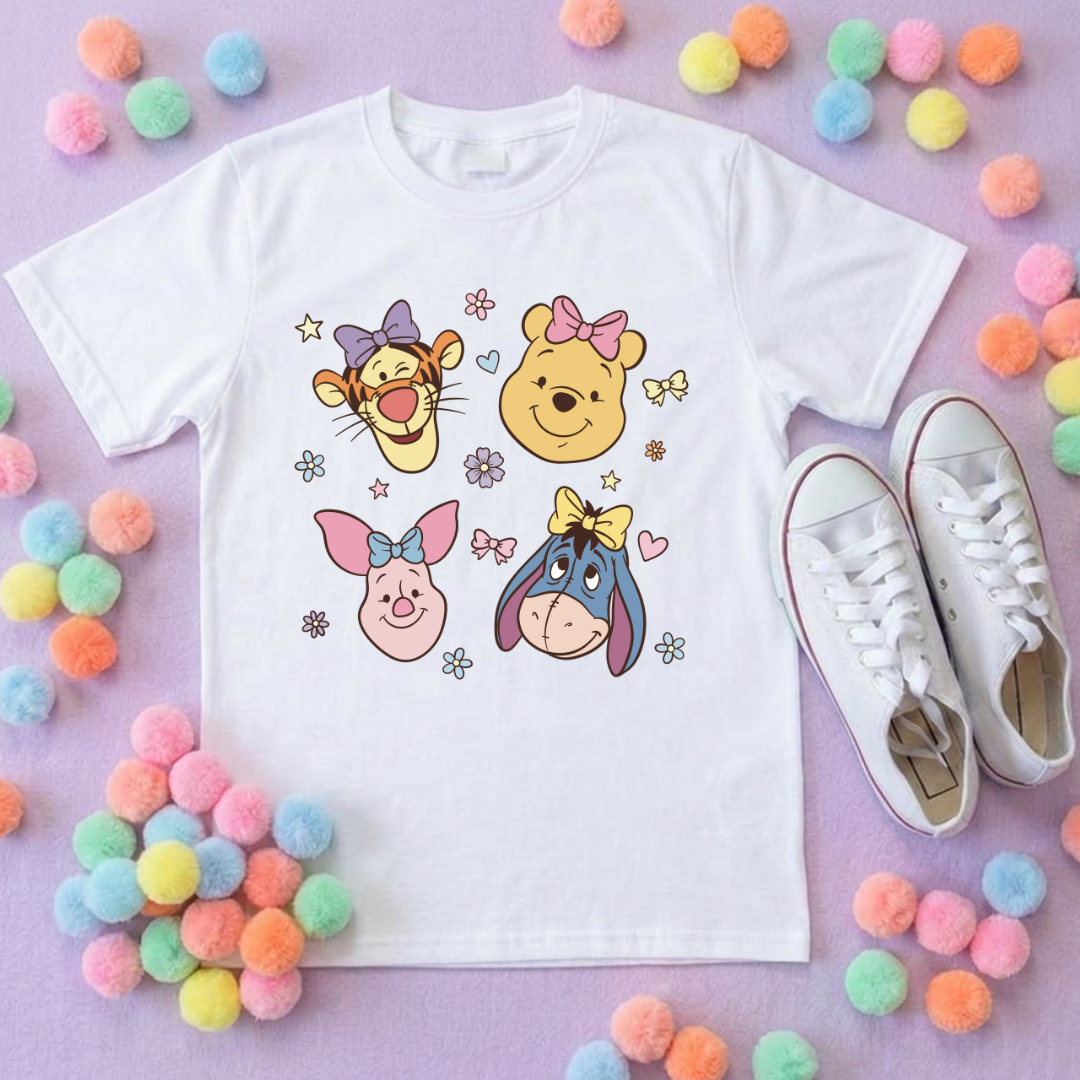 Pooh Pretty Besties Park Life T-Shirt, Ears, Florida, Orlando, Cruise Holidays T-Shirts, Holiday Outfits - Adults & Kids Sizes - Cotton T-Shirt