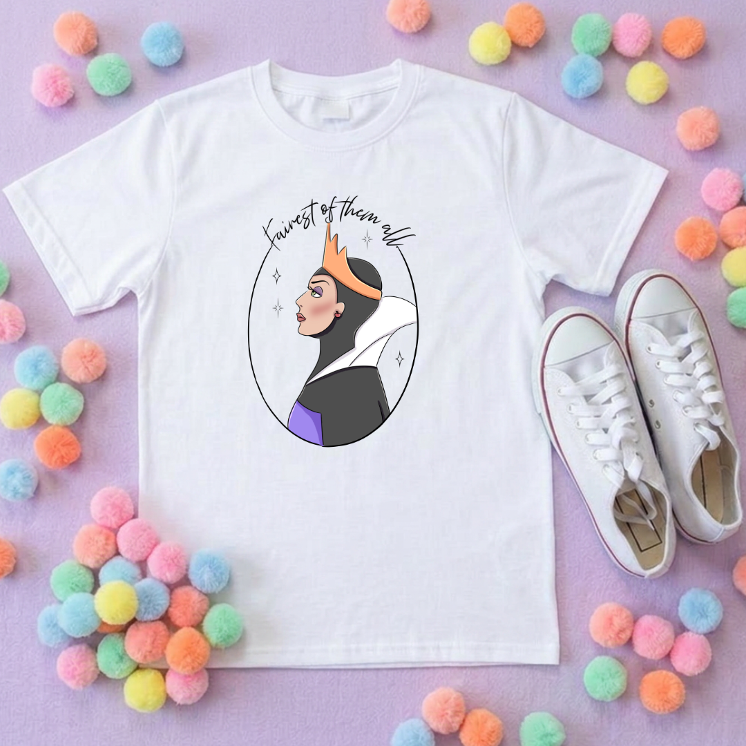 Villain Inspired Printed T-Shirt, Hello Beastie, De-vil, Evil Queen & Stepmum Villains Theme - Adults & Kids Sizes - Cotton T-Shirt
