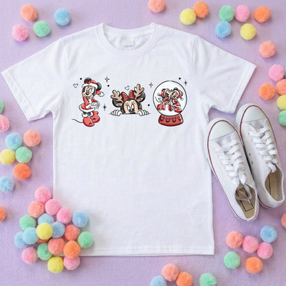 Christmas Mouse T-Shirt, Ears, Florida, Orlando, Christmas T-Shirts, Christmas Outfits - Adults & Kids Sizes - Cotton T-Shirt