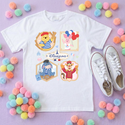 Pooh French Oh La La Full Art Park Life T-Shirt, Ears, Florida, Orlando, Cruise Holidays T-Shirts, Holiday Outfits - Adults & Kids Sizes - Cotton T-Shirts