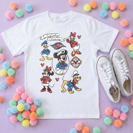 Cruise Mouse Ears Full Art T-Shirt, Ears, Florida, Orlando, Cruise Holidays T-Shirts, Holiday Outfits - Adults & Kids Sizes - Cotton T-Shirt