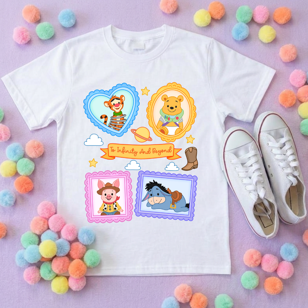 Pooh Toys Story Besties Full Art Park Life T-Shirt, Ears, Florida, Orlando, Cruise Holidays T-Shirts, Holiday Outfits - Adults & Kids Sizes - Cotton T-Shirt