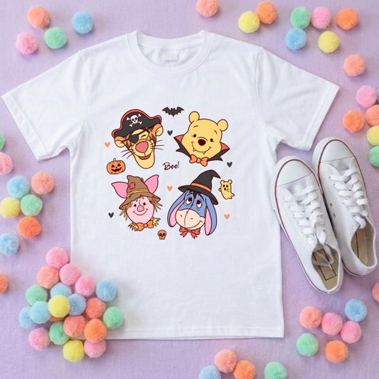 Pooh Halloween Besties Park Life T-Shirt, Ears, Florida, Orlando, Cruise Holidays T-Shirts, Holiday Outfits - Adults & Kids Sizes - Cotton T-Shirt