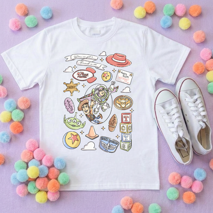 Story Toy Inspired Full Art Printed Ears T-Shirt, Florida, Orlando, Bo Peep, Jessie, Buzz, Toy Story - Adults & Kids Sizes - Cotton T-Shirt