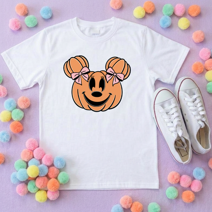 Pumpkin Mouse T-Shirt, Ears, Florida, Orlando, Halloween T-Shirts, Pumpkin Halloween Outfits - Adults & Kids Sizes - Cotton T-Shirt