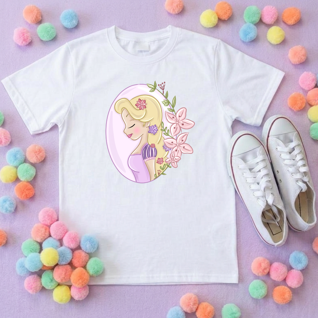 Rapunzel Princess Tower Inspired Printed T-Shirt, Princess Movie, Golden Hair Princess- Adults & Kids Sizes - Cotton T-Shirt