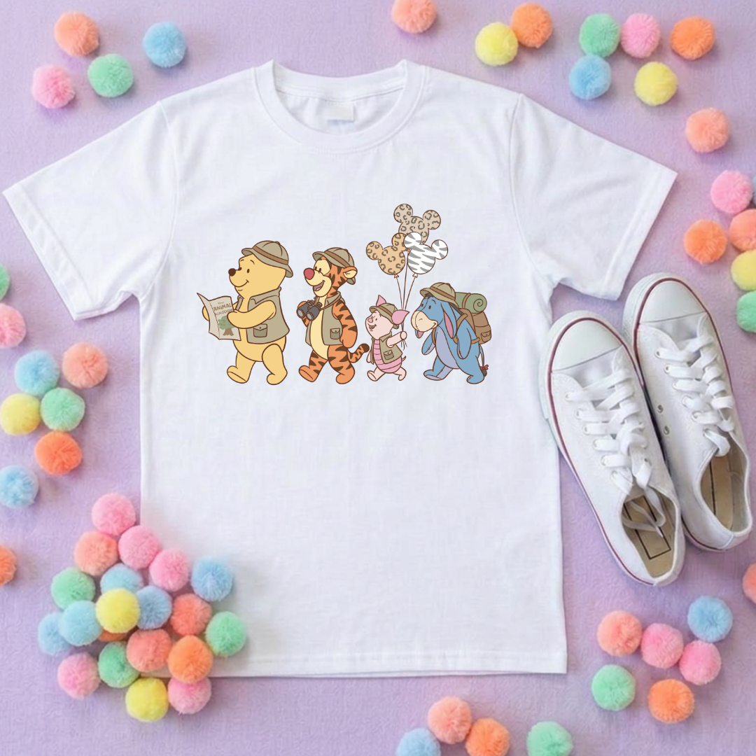 Pooh Animal Kingdom Safari Park Life T-Shirt, Ears, Florida, Orlando, Cruise Holidays T-Shirts, Holiday Outfits - Adults & Kids Sizes - Cotton T-Shirt