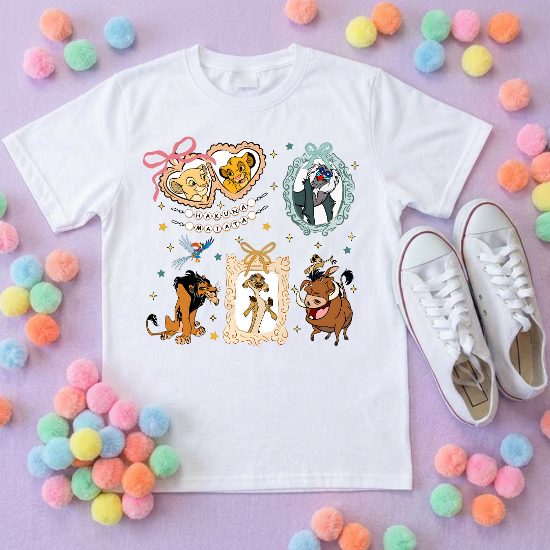 King Lion Inspired Printed White T-Shirt, Lions, Nala Simba, Mufasa, Inspired Character T-Shirts - Adults & Kids Sizes - Cotton T-Shirt