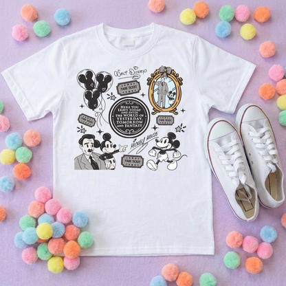 Magical Kingdom, Walt and mouse, Printed T-Shirt, Florida, Orlando, Magical World - Adults & Kids Sizes