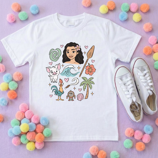 Moana and Friends Full Art, Polynesian Hotel Theme Inspired T-Shirts, Inspired Printed T-Shirt, Princess Movie, Princess- Adults & Kids Sizes - Cotton T-Shirt