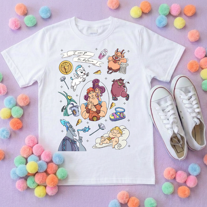 Hercules, Pegasus Full Art Inspired Printed Sand T-Shirt, Greek Gods, Muses, Hades Inspired Character T-Shirts - Adults & Kids Sizes - Cotton T-Shirt