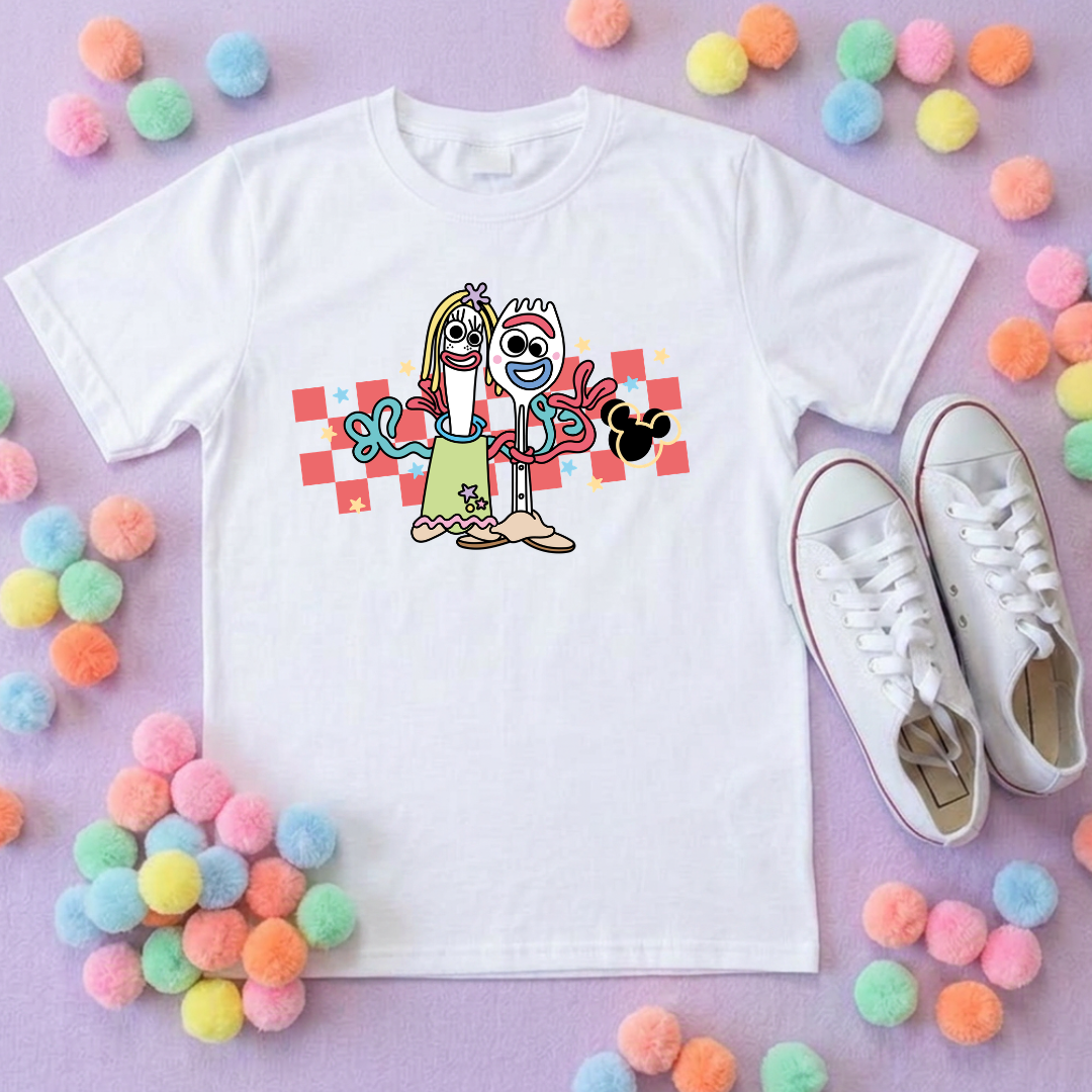 Toys Story Forky & Knifey Art Park Life T-Shirt, Ears, Florida, Orlando, Cruise Holidays T-Shirts, Holiday Outfits - Adults & Kids Sizes - Cotton T-Shirt