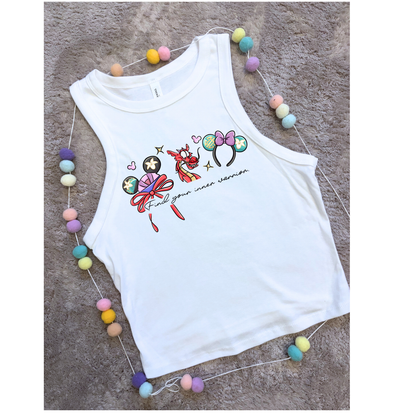 Mulan Chinese Dragon, Mushu Bow Printed Vest, Florida, Orlando, Magical World - Adults & Kids Sizes