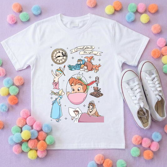 Neverland Full Art Inspired Printed T-Shirt, Neverland Movie, Mouse Ears, Princess- Adults & Kids Sizes - Cotton T-Shirt