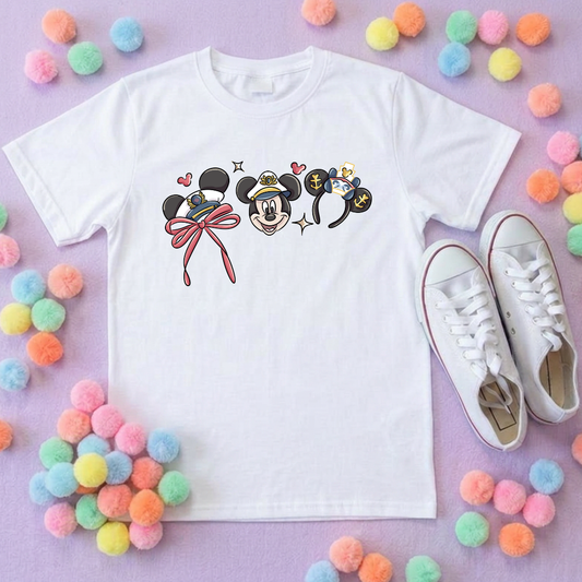 Cruise Mouse and Ears T-Shirt, Ears, Florida, Orlando, Cruise Holidays T-Shirts, Holiday Outfits - Adults & Kids Sizes - Cotton T-Shirt