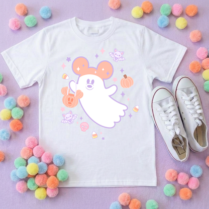 Pastel Ghosties, Boo Full Art Inspired Printed T-Shirt, Cute Halloween - Adults & Kids Sizes - Cotton T-Shirt