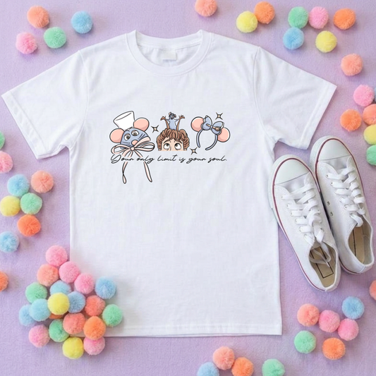 Chez Remi Rat Inspired Printed T-Shirt, French Mouse Chef, Ratatouille - Adults & Kids Sizes - Cotton T-Shirt