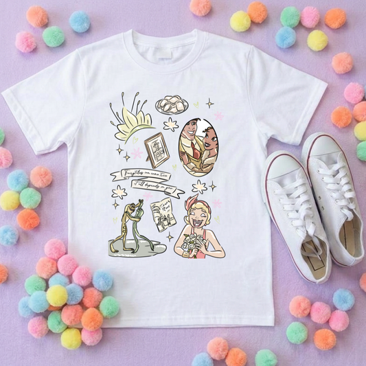 Bayou Frog Princess Full Art Inspired Printed T-Shirt, Princess Movie, Mouse Ears, Princess- Adults & Kids Sizes - Cotton T-Shirt