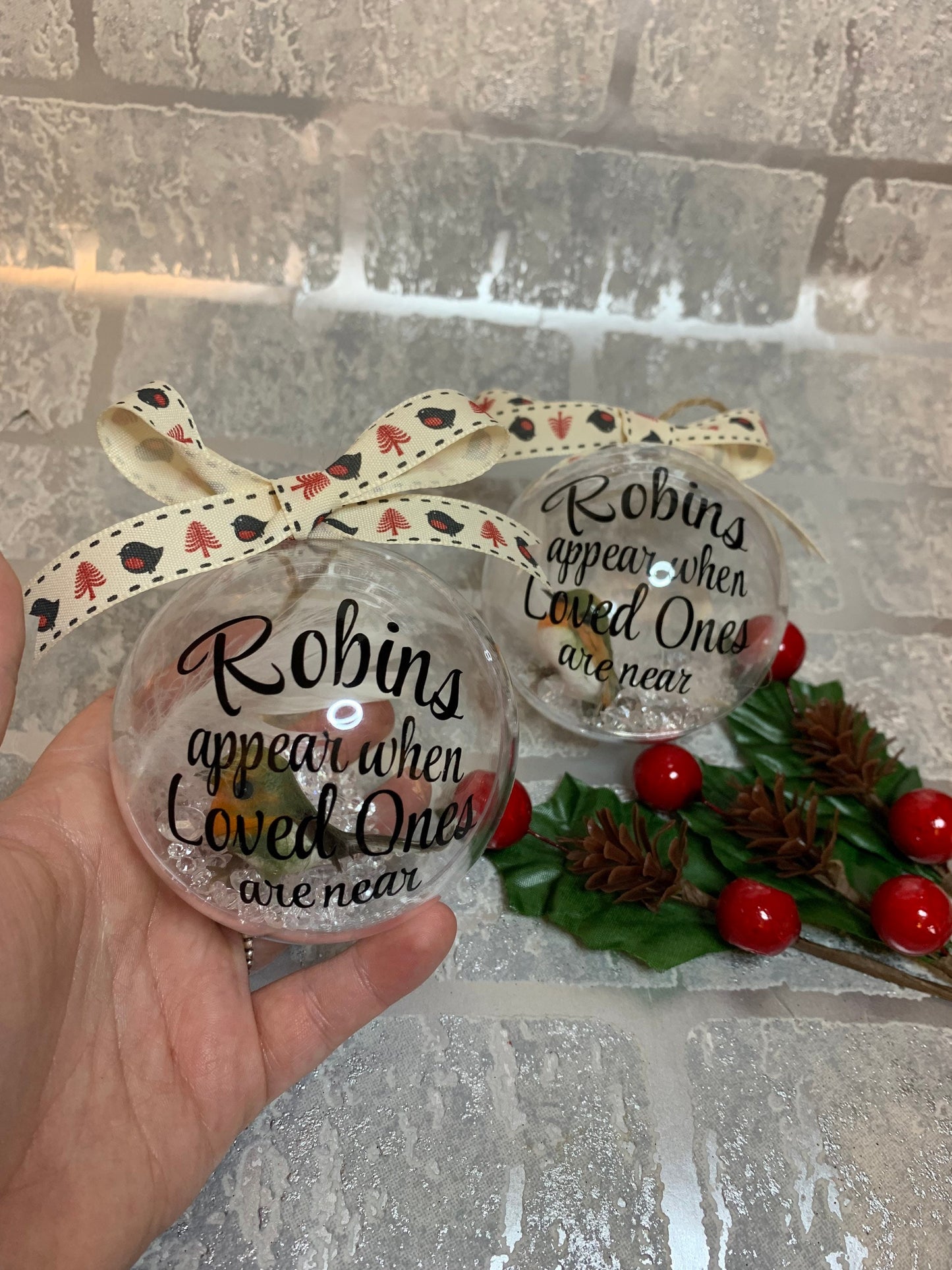 Robin Bauble, Lost Loved Ones Bauble, Personalised Handmade Christmas Tree Bauble, Robin Lost Loved One, Memorial Bauble