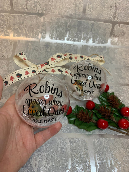Robin Bauble, Lost Loved Ones Bauble, Personalised Handmade Christmas Tree Bauble, Robin Lost Loved One, Memorial Bauble