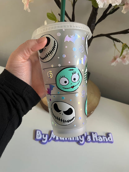 Personalised Starbucks Cold Cups, Nightmare Before Christmas, Pumpkin King Cold Cup, Jack Skellington NBC Decor, Jack and Sally, Iced Latte