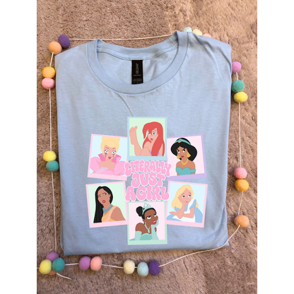 Just a Girl Princess Inspired Printed T-Shirt, Princess, Magical Kingdom, Inspired Character T-Shirts - Adults & Kids Sizes - Cotton T-Shirt