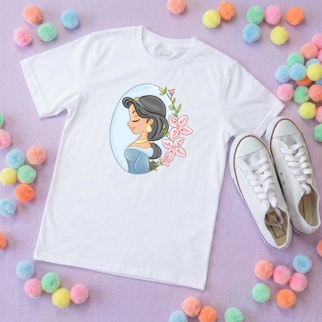 Jasmine & Flowers Inspired Printed T-Shirt, Princess, Magical Kingdom, Inspired Character T-Shirts - Adults & Kids Sizes - Cotton T-Shirt