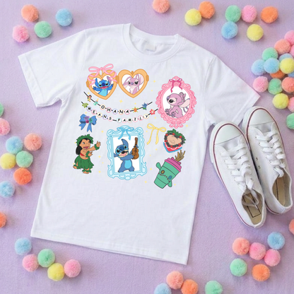 Blue Alien Stitch Inspired Printed Blue T-Shirt, Hawaii, Hawaiian Rollercoaster, Lilo, Scrump - Adults & Kids Sizes - Cotton T-Shirt