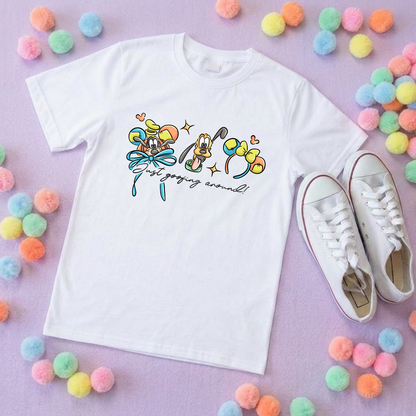 Goofing Around, Goofy, Pluto Inspired Printed White T-Shirt, Yellow Dog, Goofy - Adults & Kids Sizes - Cotton T-Shirt