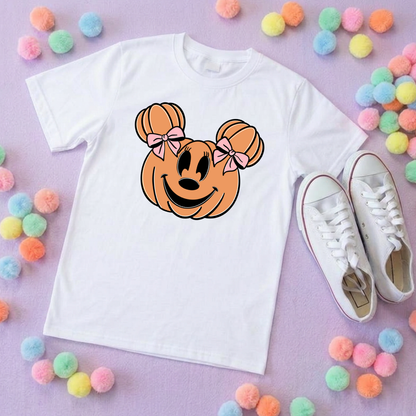 Pumpkin Mouse T-Shirt, Ears, Florida, Orlando, Halloween T-Shirts, Pumpkin Halloween Outfits - Adults & Kids Sizes - Cotton T-Shirt
